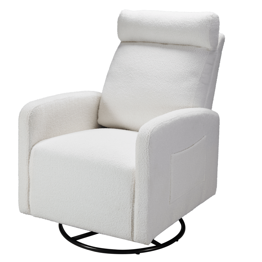 Swivel Upholstered Manual Recliner Chair Theater Recliner Sofa 360 Degree Nursery Glider Rocker for Living Room, Beige