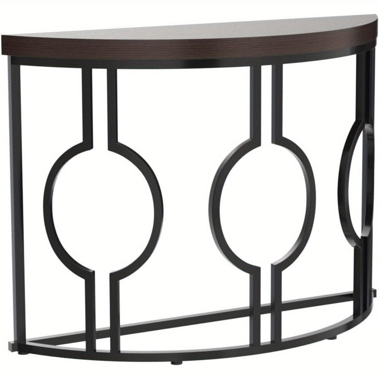 Half Moon Console Table for Entryway, 43 Inch Industrial Semi Circle Sofa Table with Geometric Base, Wood Accent Table for Living Room, Hallway, Foyer, Entrance