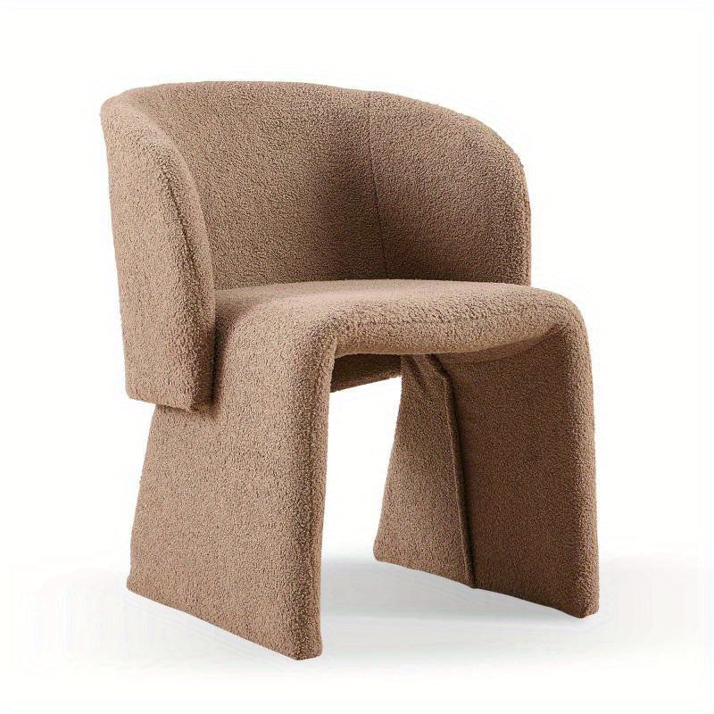 Cozy Brown Teddy Accent Chair - Modern Single Sofa Side Chair with Soft Sponge Cushion for Dining, Bedroom, Living Room - Easy Care & Durable, Modern Style