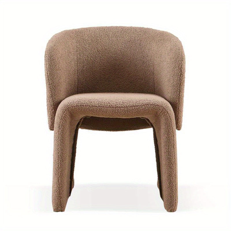 Cozy Brown Teddy Accent Chair - Modern Single Sofa Side Chair with Soft Sponge Cushion for Dining, Bedroom, Living Room - Easy Care & Durable, Modern Style