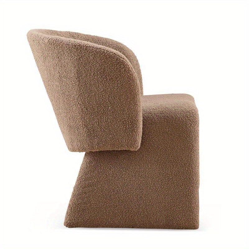 Cozy Brown Teddy Accent Chair - Modern Single Sofa Side Chair with Soft Sponge Cushion for Dining, Bedroom, Living Room - Easy Care & Durable, Modern Style