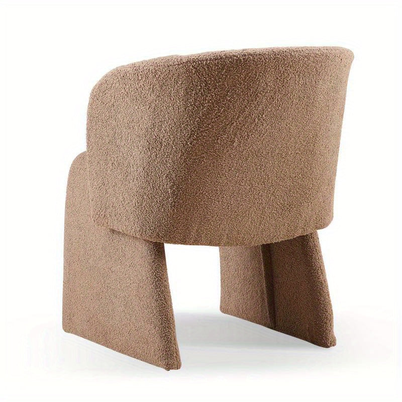 Cozy Brown Teddy Accent Chair - Modern Single Sofa Side Chair with Soft Sponge Cushion for Dining, Bedroom, Living Room - Easy Care & Durable, Modern Style