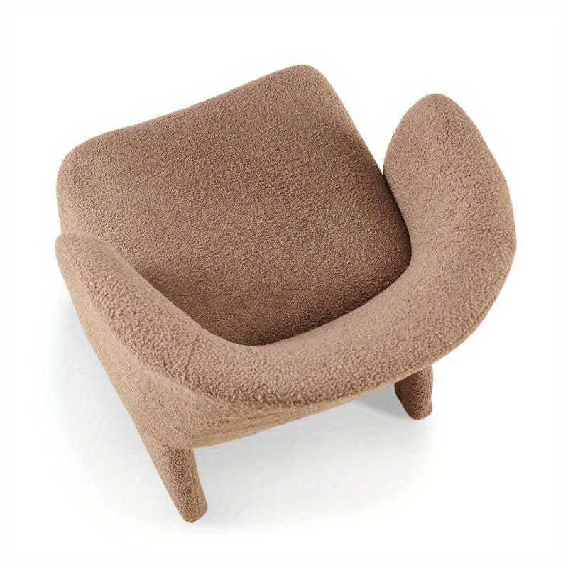 Cozy Brown Teddy Accent Chair - Modern Single Sofa Side Chair with Soft Sponge Cushion for Dining, Bedroom, Living Room - Easy Care & Durable, Modern Style