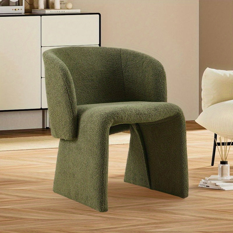 Cozy Brown Teddy Accent Chair - Modern Single Sofa Side Chair with Soft Sponge Cushion for Dining, Bedroom, Living Room - Easy Care & Durable, Modern Style