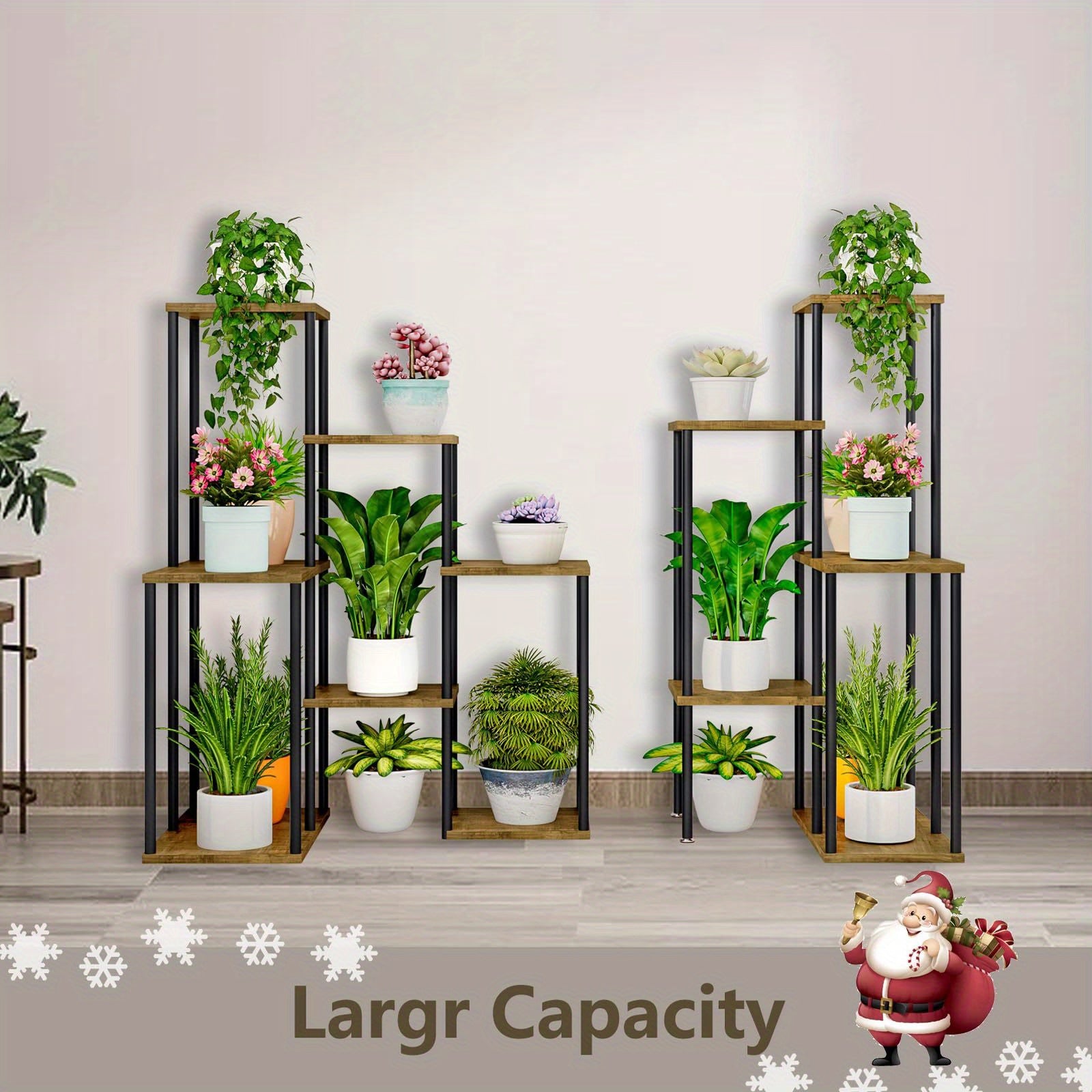 Plant Stand 5 Tier 9 Potted Indoor Corner Plant Shelf Flower Shelves Wooden Plant Stands Garden Plant Holder Rack for Living Room Corner Lawn Window