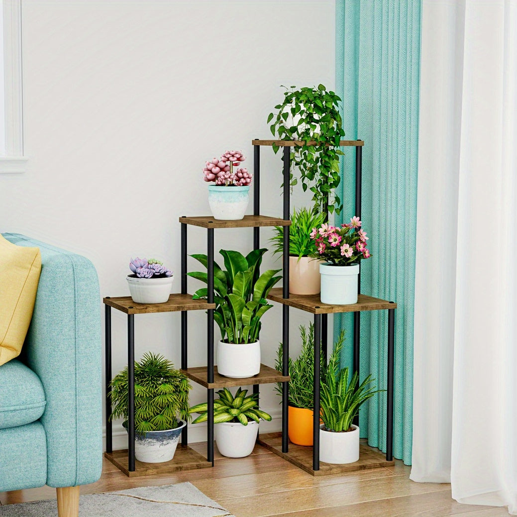 Plant Stand 5 Tier 9 Potted Indoor Corner Plant Shelf Flower Shelves Wooden Plant Stands Garden Plant Holder Rack for Living Room Corner Lawn Window