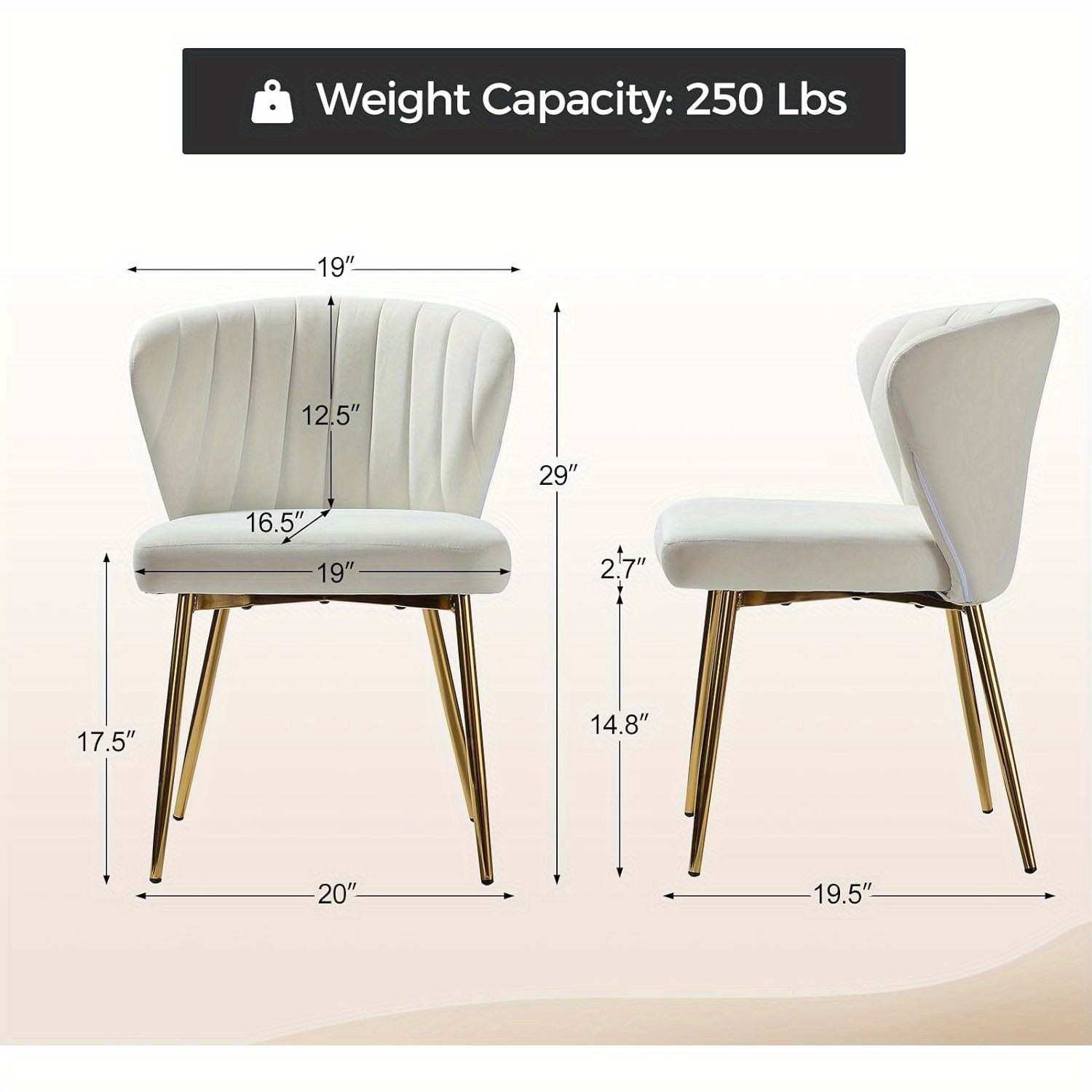 Velvet Dining Chair Modern Small Vanity Chair With Back Metal Legs Elegant Tufted Armless Accent Chair Living Room Upholstered Cute Side Chair For Bedroom Beauty Room-Ivory, Stadium Seats For Sports Fields, Sport Event