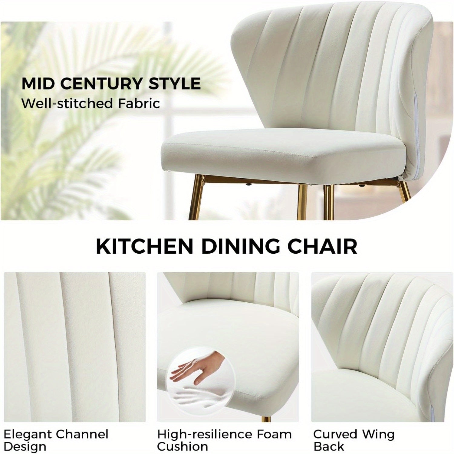 Velvet Dining Chair Modern Small Vanity Chair With Back Metal Legs Elegant Tufted Armless Accent Chair Living Room Upholstered Cute Side Chair For Bedroom Beauty Room-Ivory, Stadium Seats For Sports Fields, Sport Event