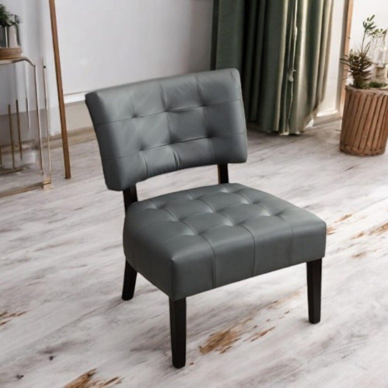 Gray Blended Leather Accent Chair - Oversized Seating - Comfortable for Living Room & Bedroom - Stylish Design for Home Decor - Durable Furniture Piece