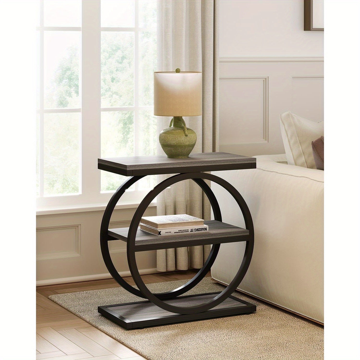 End Table, 3-Tier Side Table, Slim Sofa Side Table for Living Room, Tall Bedside Table Nightstand for Bedroom