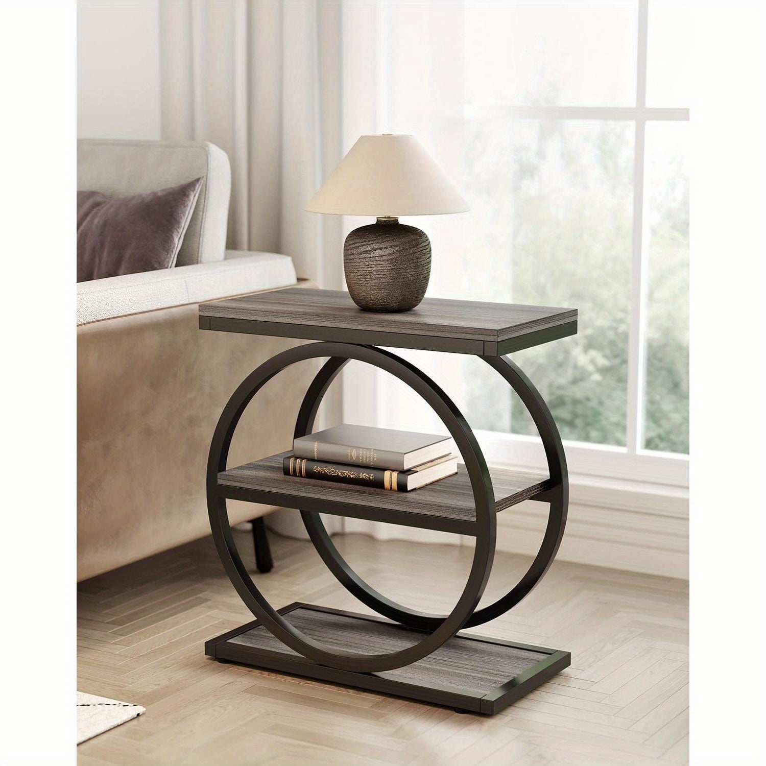 End Table, 3-Tier Side Table, Slim Sofa Side Table for Living Room, Tall Bedside Table Nightstand for Bedroom