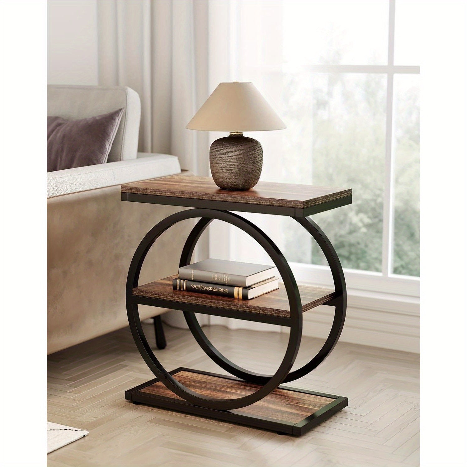 End Table, 3-Tier Side Table, Slim Sofa Side Table for Living Room, Tall Bedside Table Nightstand for Bedroom