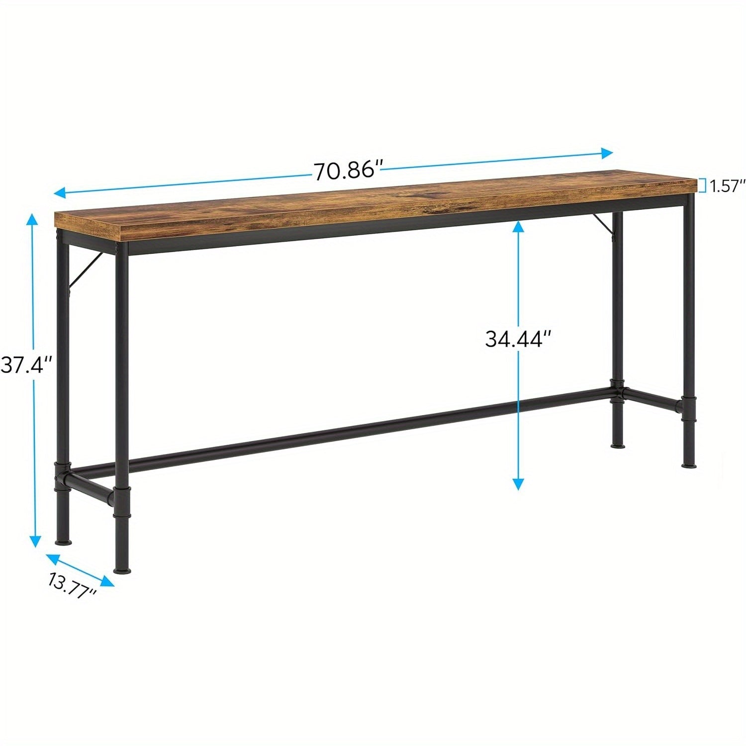 Entryway Hallway Table Industrial Height Bar Table, 70.9 Inch Extra Long Console Table, Narrow Long Sofa Table Behind Couch for Living Room