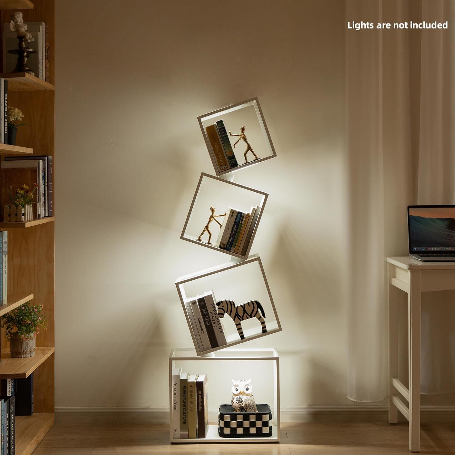 Bookshelf 4-Tier Bookshelves 127cm Tall White Bookshelf Book Shelf Bookcase Modern Book Storage Storage Shelves