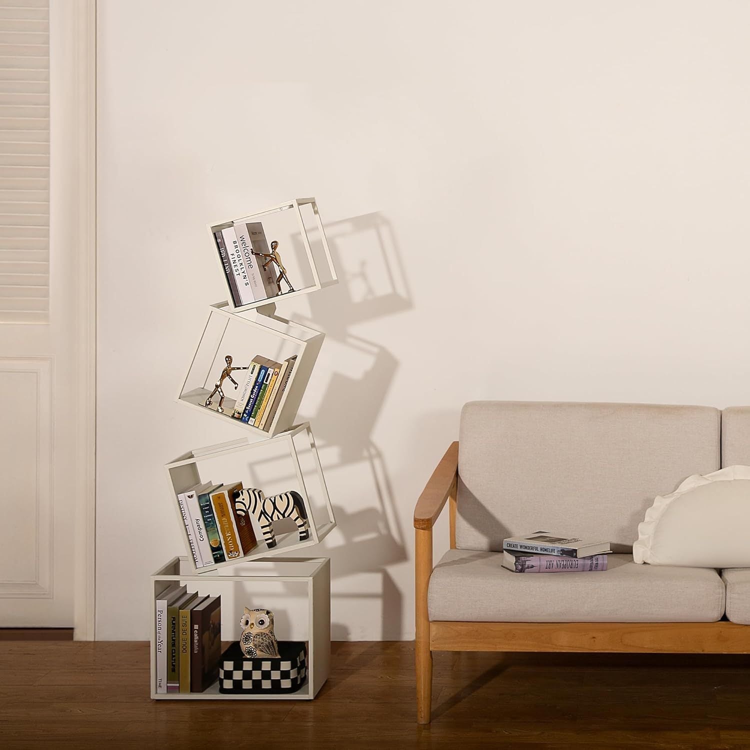 Bookshelf 4-Tier Bookshelves 127cm Tall White Bookshelf Book Shelf Bookcase Modern Book Storage Storage Shelves