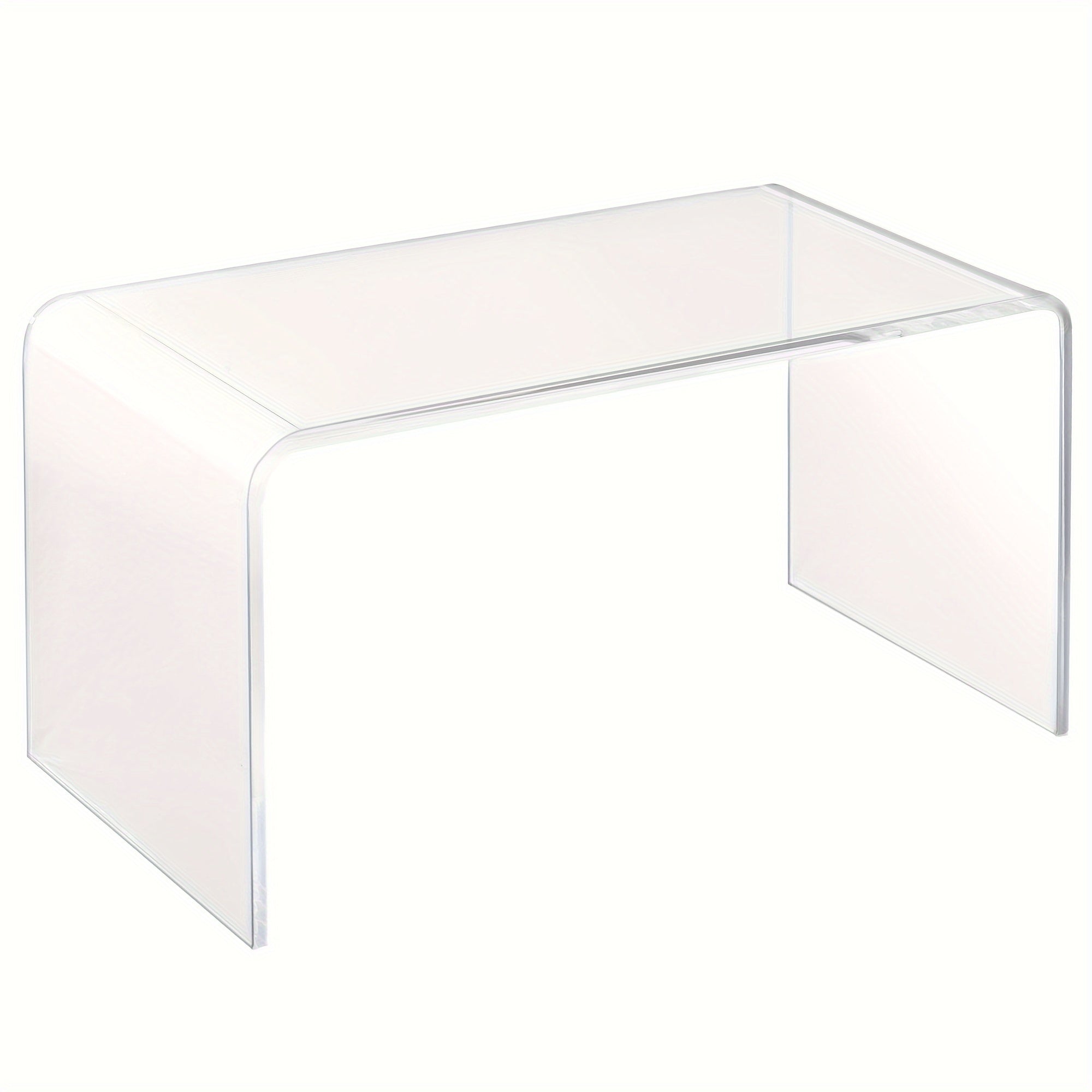 1pc 32 Inch Rectangular Full Acrylic Coffee Table, Thick Waterfall Style Coffee Table, Transparent, Household Storage Display Rack