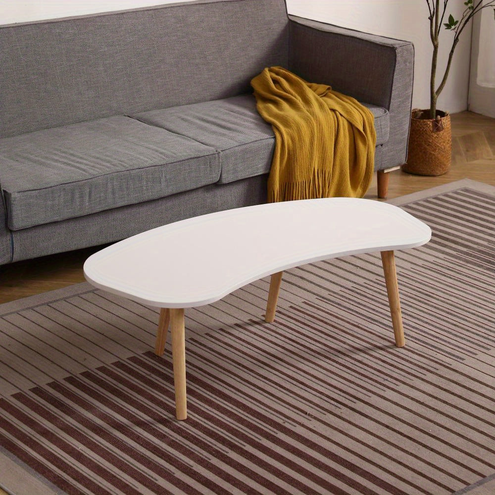 Nut-Shaped Coffee Table with Solid Wood Legs 43x21 Inches