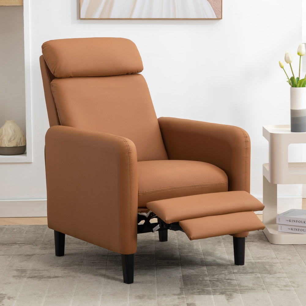 Modern Artistic Color Design Adjustable Recliner Chair PU Leather for Living Room Bedroom Home Theater, Mustard Green