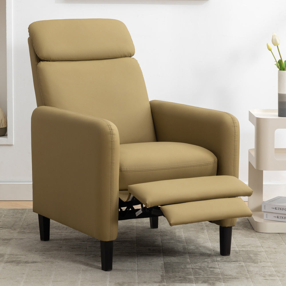 Modern Artistic Color Design Adjustable Recliner Chair PU Leather for Living Room Bedroom Home Theater, Mustard Green