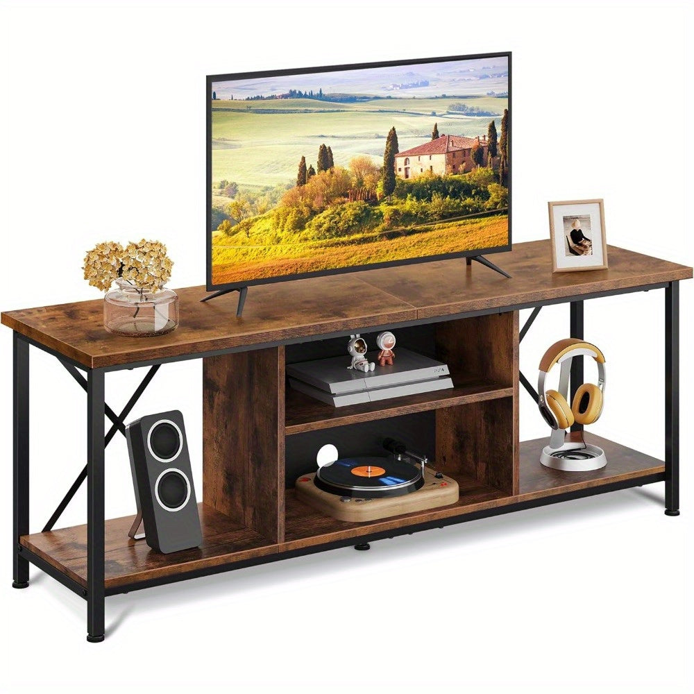 TV Stand up to 65 Inch TV, 55" Entertainment Center, Industrial TV Console with Open Storage Shelf for Living Room and Bedroom