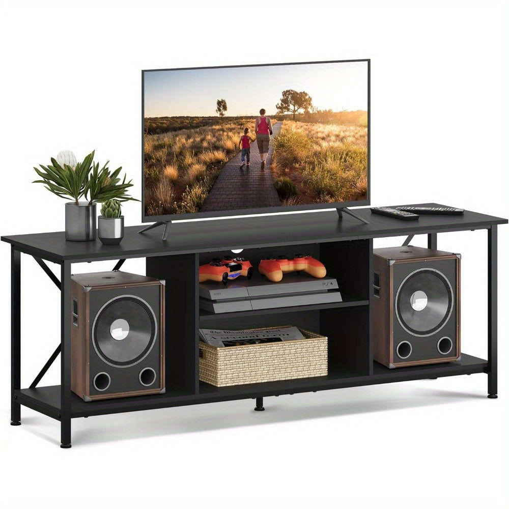 TV Stand up to 65 Inch TV, 55" Entertainment Center, Industrial TV Console with Open Storage Shelf for Living Room and Bedroom