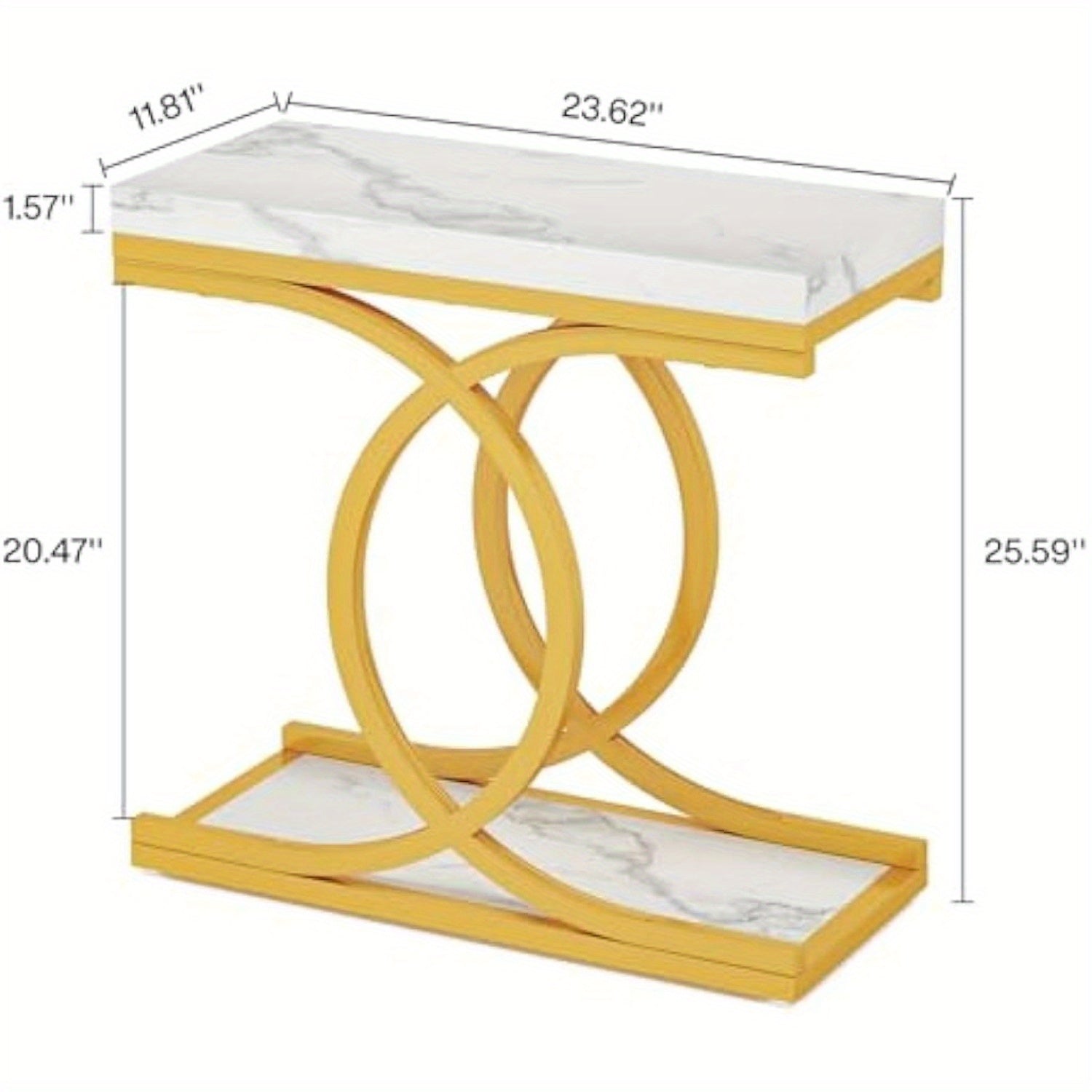 Modern End Table, Faux Marble Bedside Table, Rectangle Side Table Narrow Sofa End Table, Skinny Accent Table for Bedroom, Living Room, Small Space