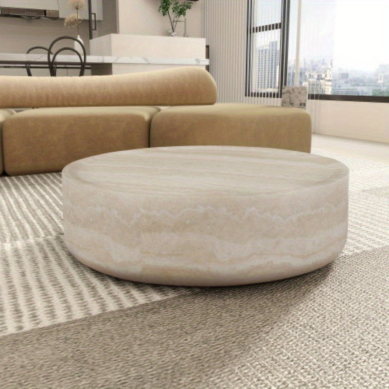 Round Faux MARS Pattern Coffee Table - No Assembly Required - Ideal for Living Room & Tea Time - Stylish & Durable