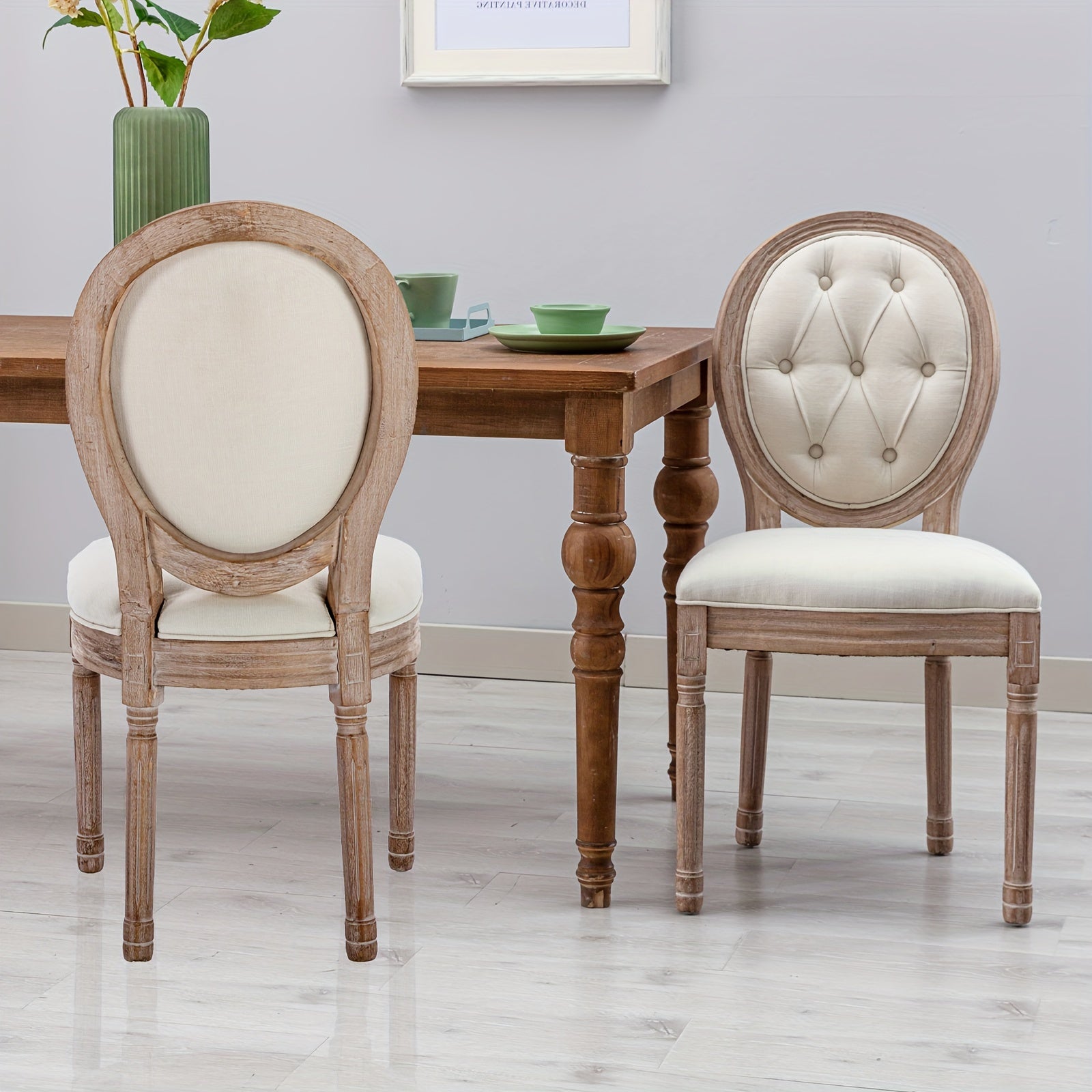 Dining Chairs Set Of 2, Upholstered Dining Room Chairs With Round Back Farmhouse Kitchen Chairs For Living Room, Kitchen, Restaurant