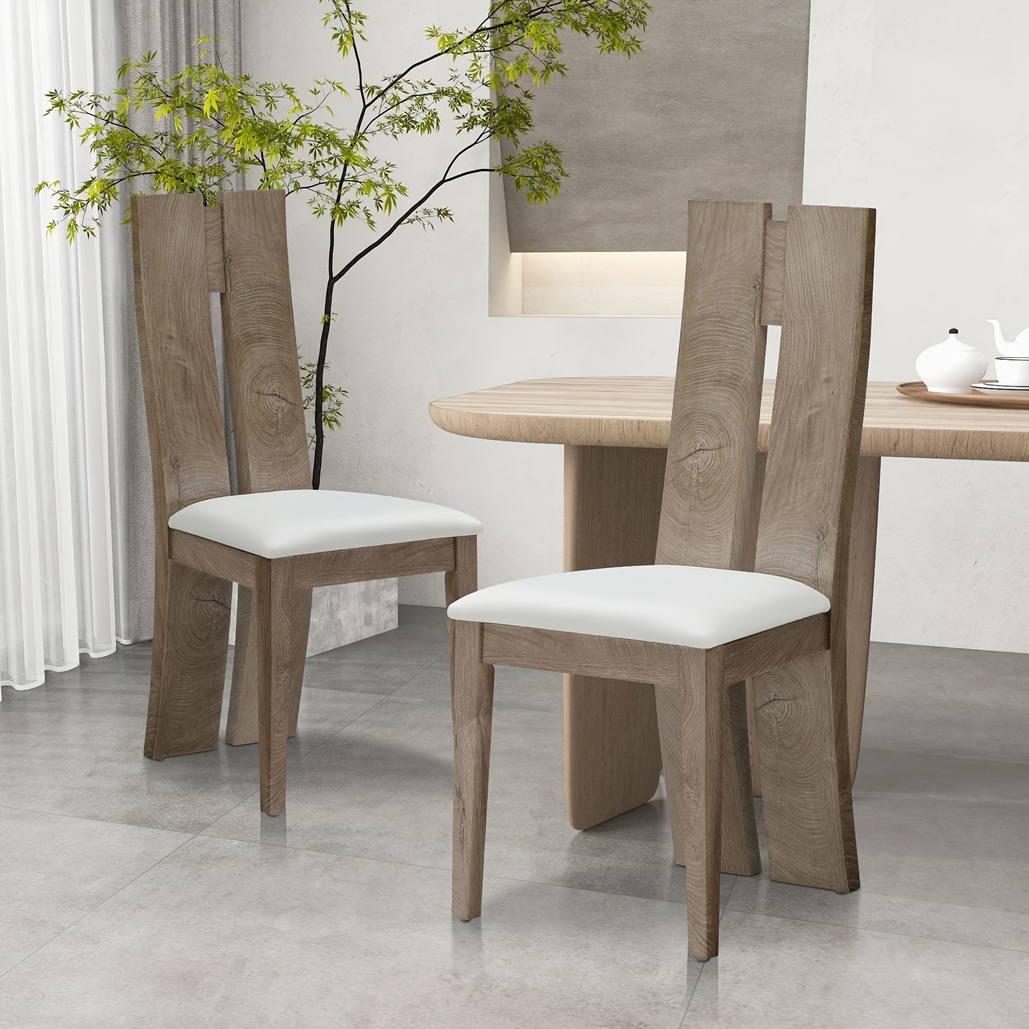 Dining Chair Set Of 2 MDF, Sponge.PU Leather Upholstered Cushion Seat Wooden Back Side Chairs Wood Armless Dining Chairs With High Back.