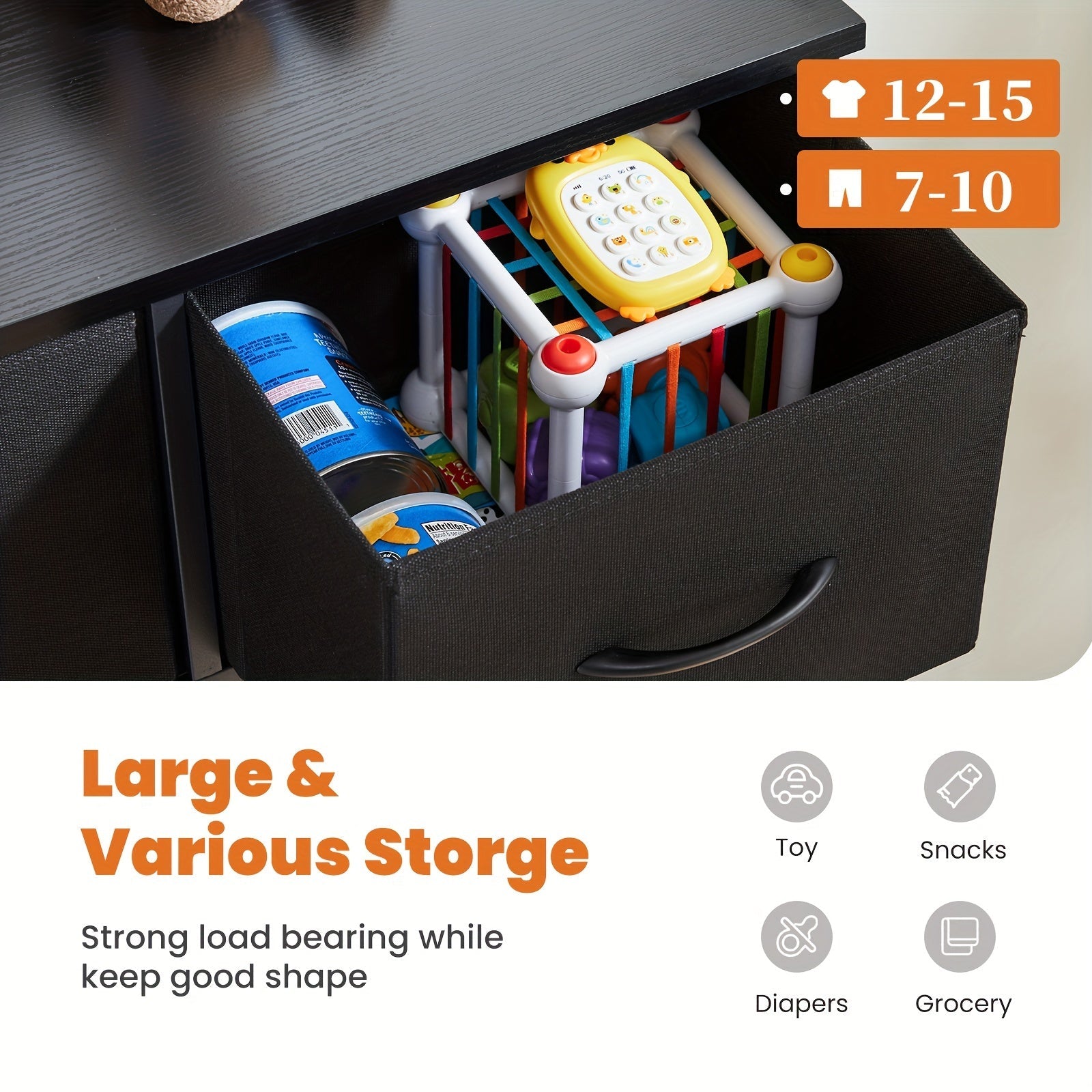 Dresser for Bedroom 9 Storage Drawers Tall Fabric Closet Chests Organizer Tower Furniture with Wooden Top Metal Frame
