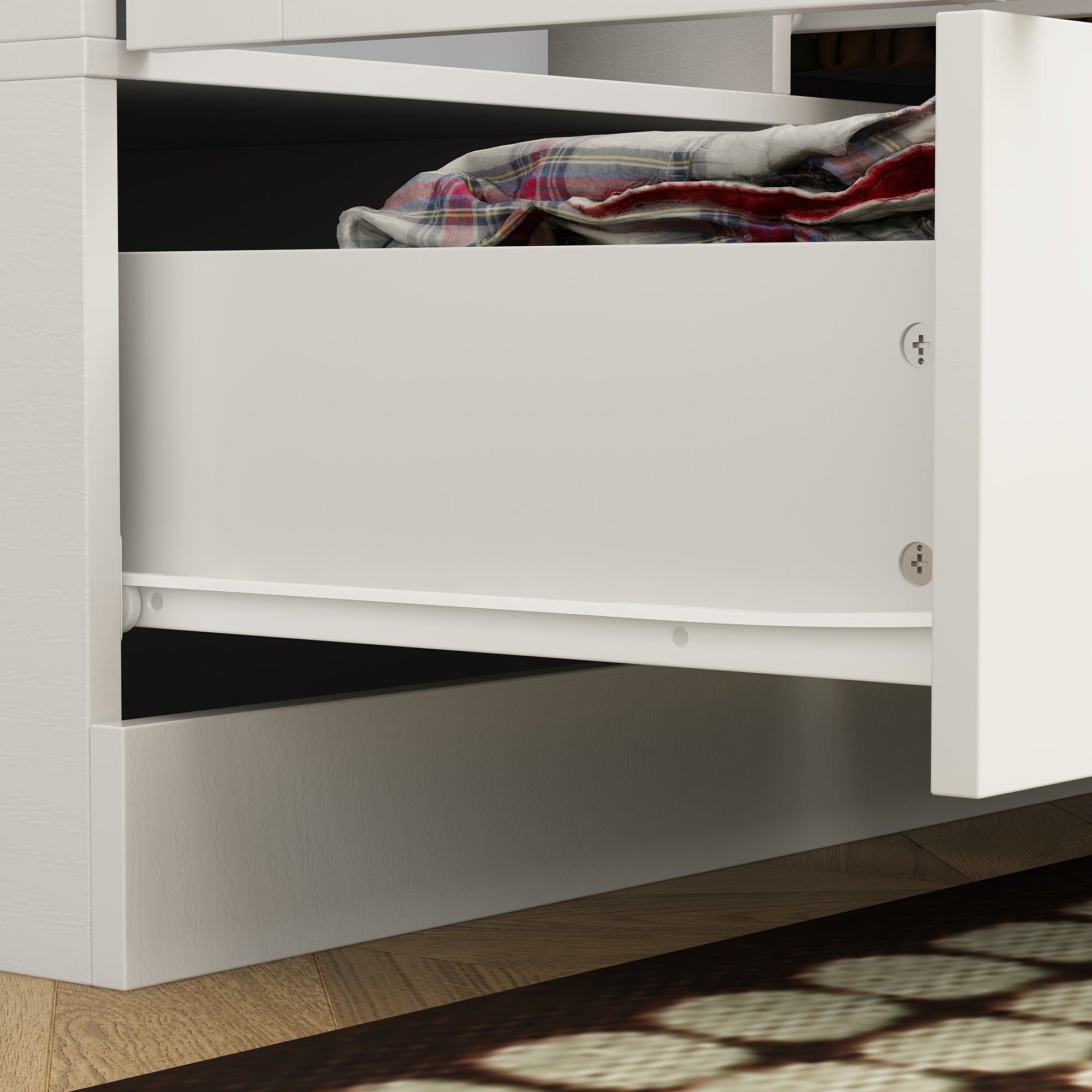 Large Wardrobe Closet With Four Drawers Hanging Rod Area 5 Folding Storage Areas Reasonable Space Allocation Modern