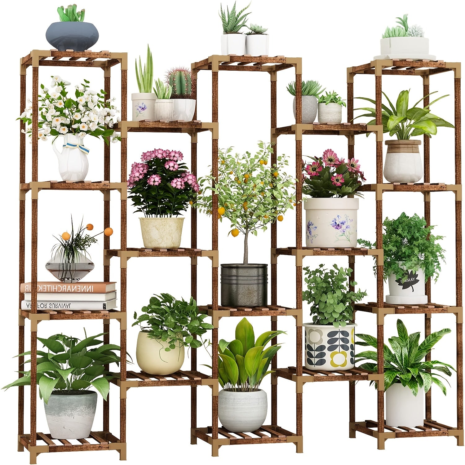 Plant Stand Indoor Outdoor, 17 Tier Large Tall Plant Shelf For Indoor Plants Multiple, Wood Plant Stand Rack Holder Table For Living Room Garden Patio Window Display Rack