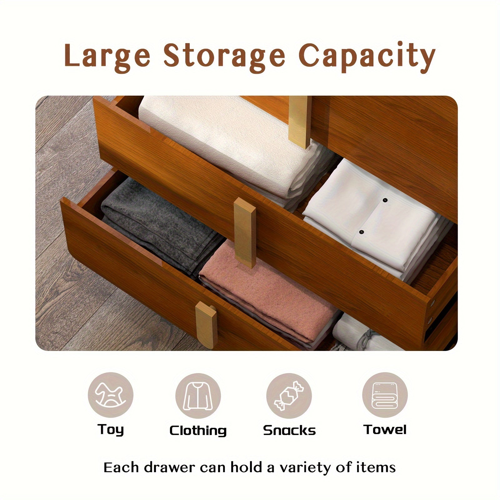 Elegant Cherry 5-Drawer Dresser | Mid-Century Modern Design with Sleek Metal Handles | Spacious Wooden Storage