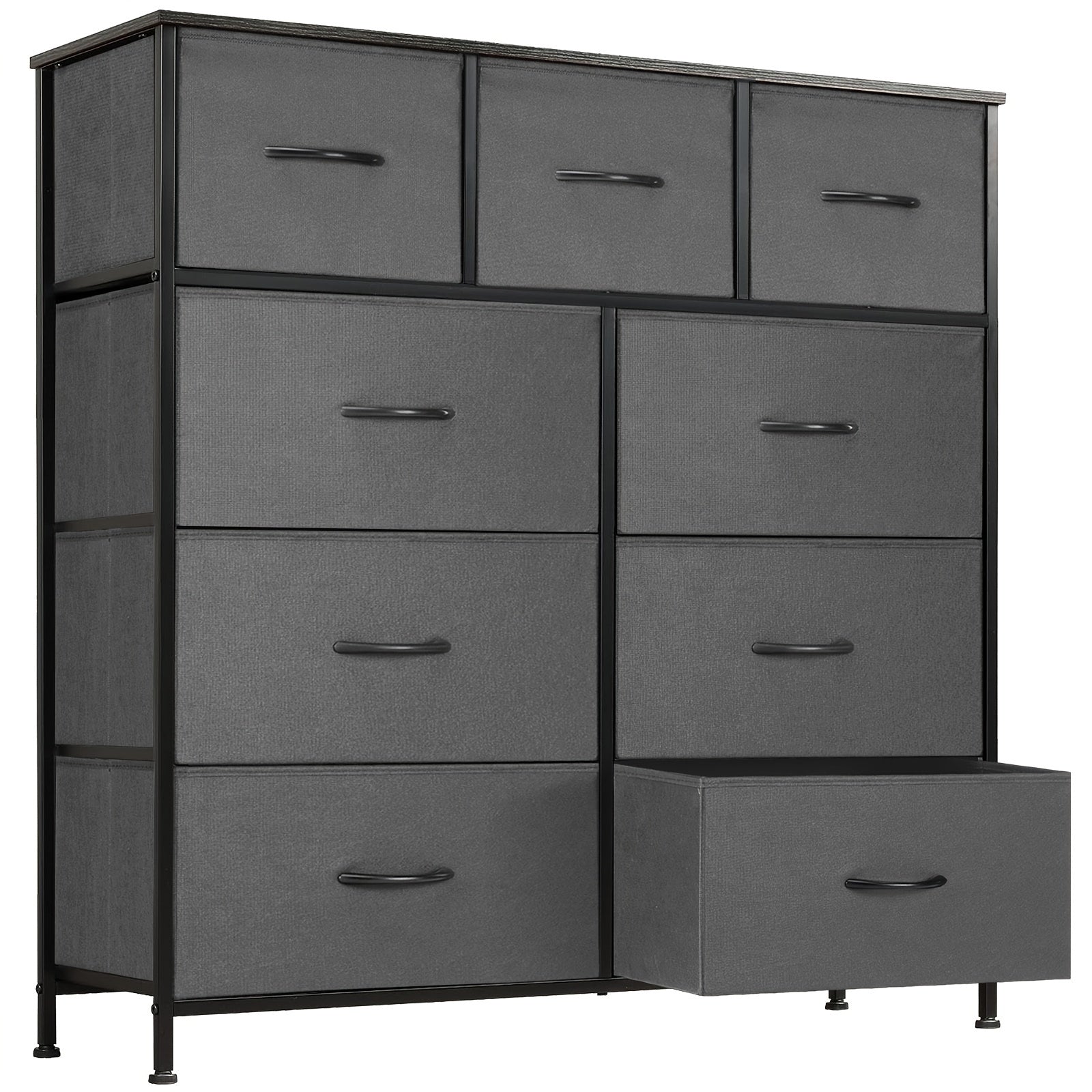 Dresser For Bedroom With 9 Drawers Clothes Drawer Fabric Closet Organizer Dresser With Metal Frame And Wood Tabletop