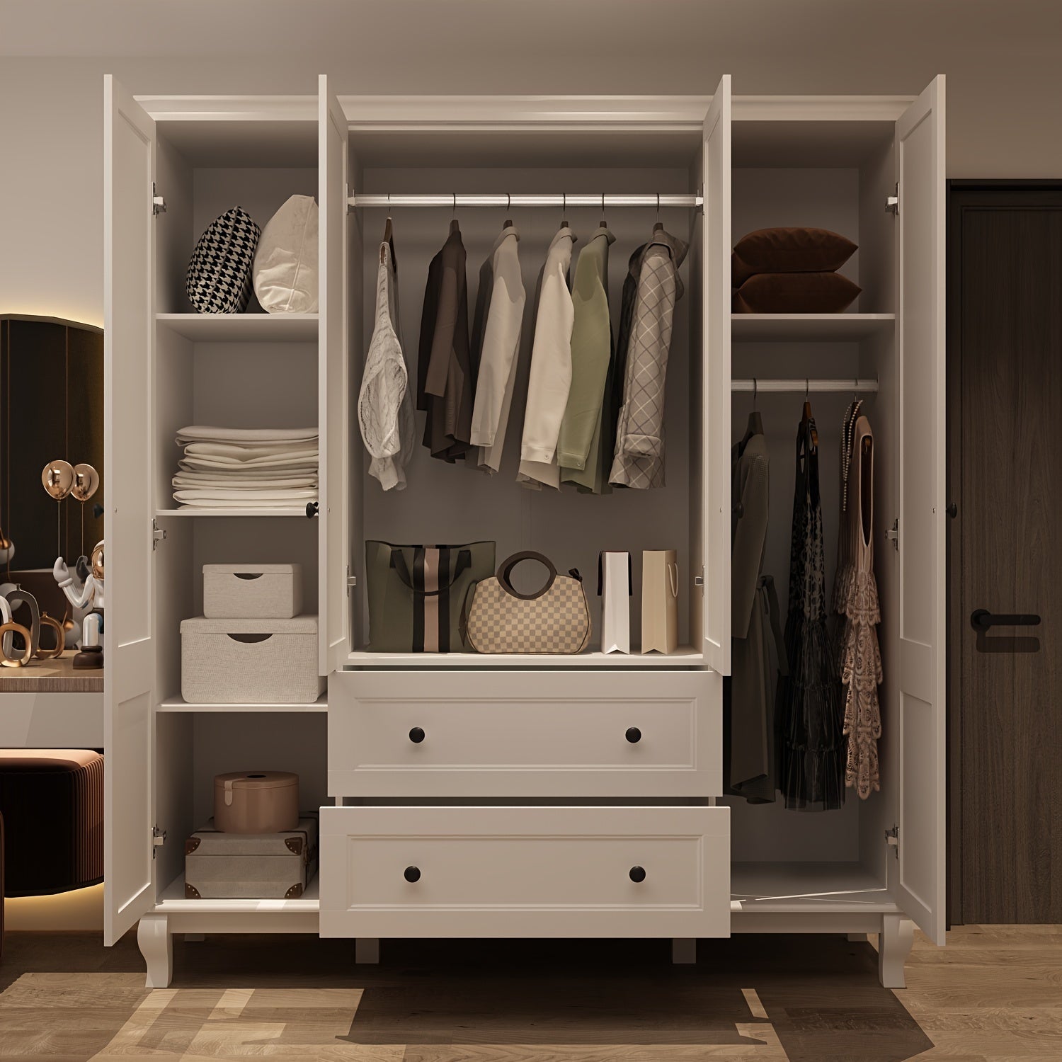 Manufactured Wood ArmoireManufactured Wood Armoire - White - Wardrobe & Armoire’s Westberry Furniture