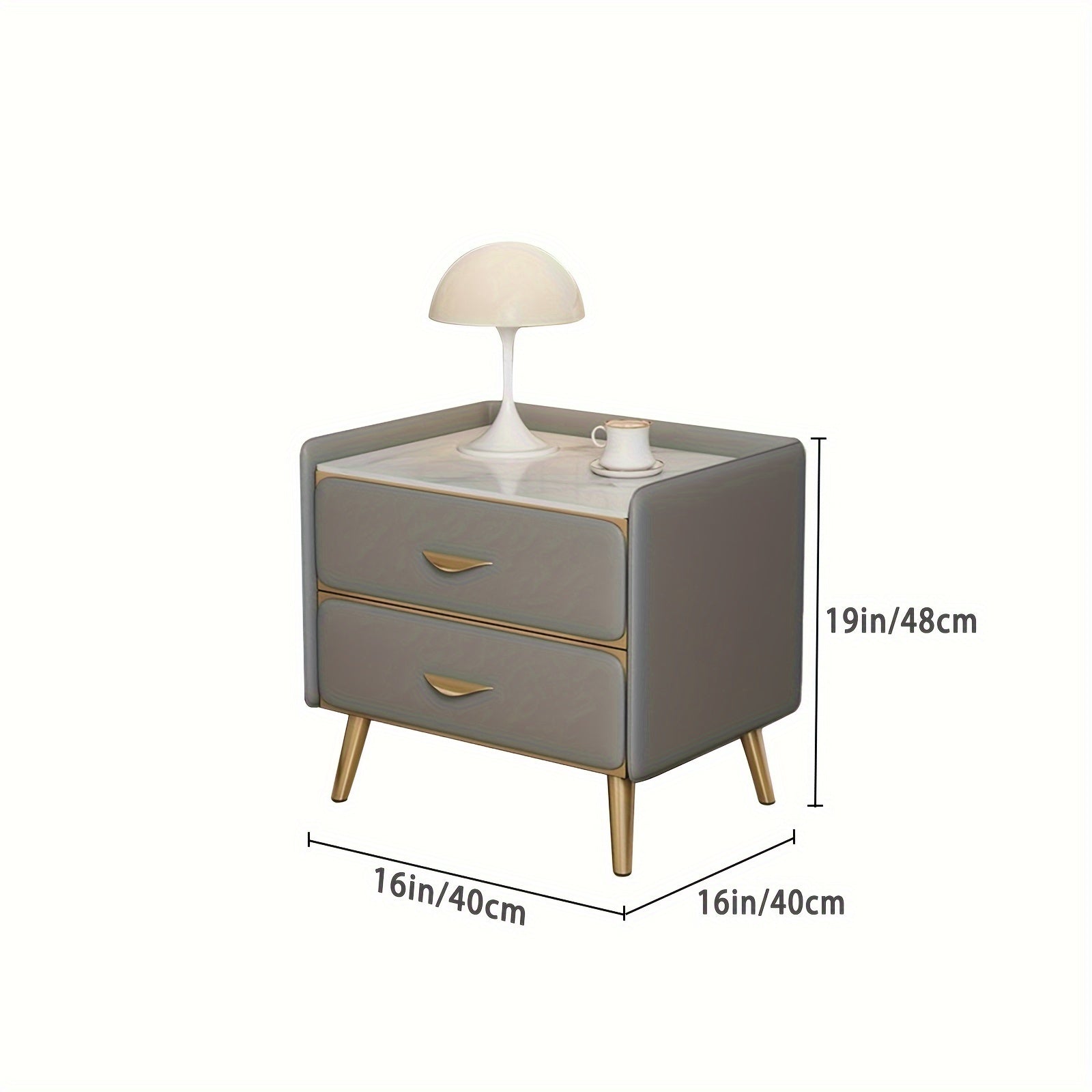 Grey Nightstand, Bedroom Nightstand With 2 Drawers, Modern Minimalist Style Suitable For Small Spaces And Living Room Side Tables