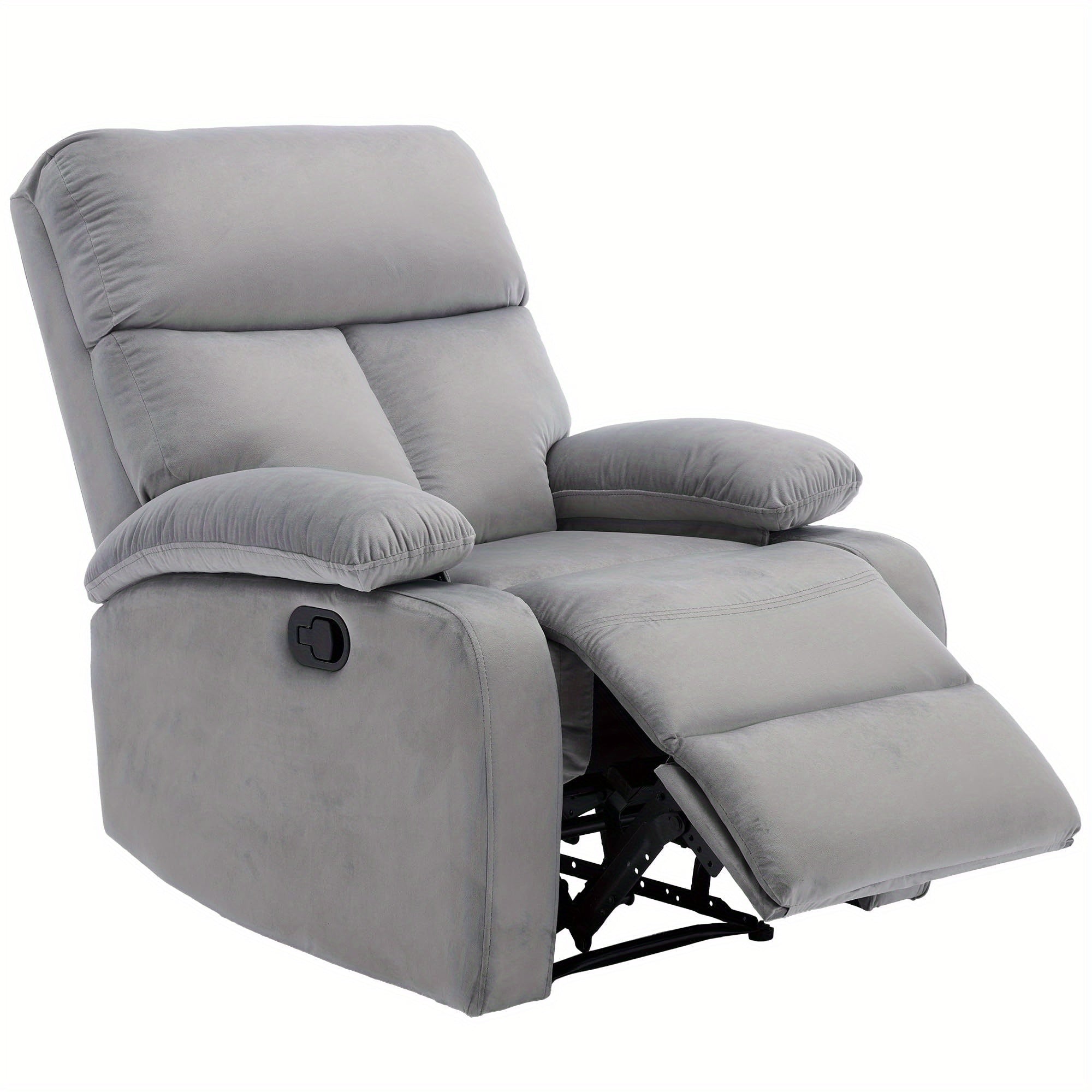 Manual Recliner Chair for Adults, Small Recliners for Small Spaces, Lazy boy Recliner Sofa Velvet Reclining Chairs for Living Room, RV, Bedroom, Gray