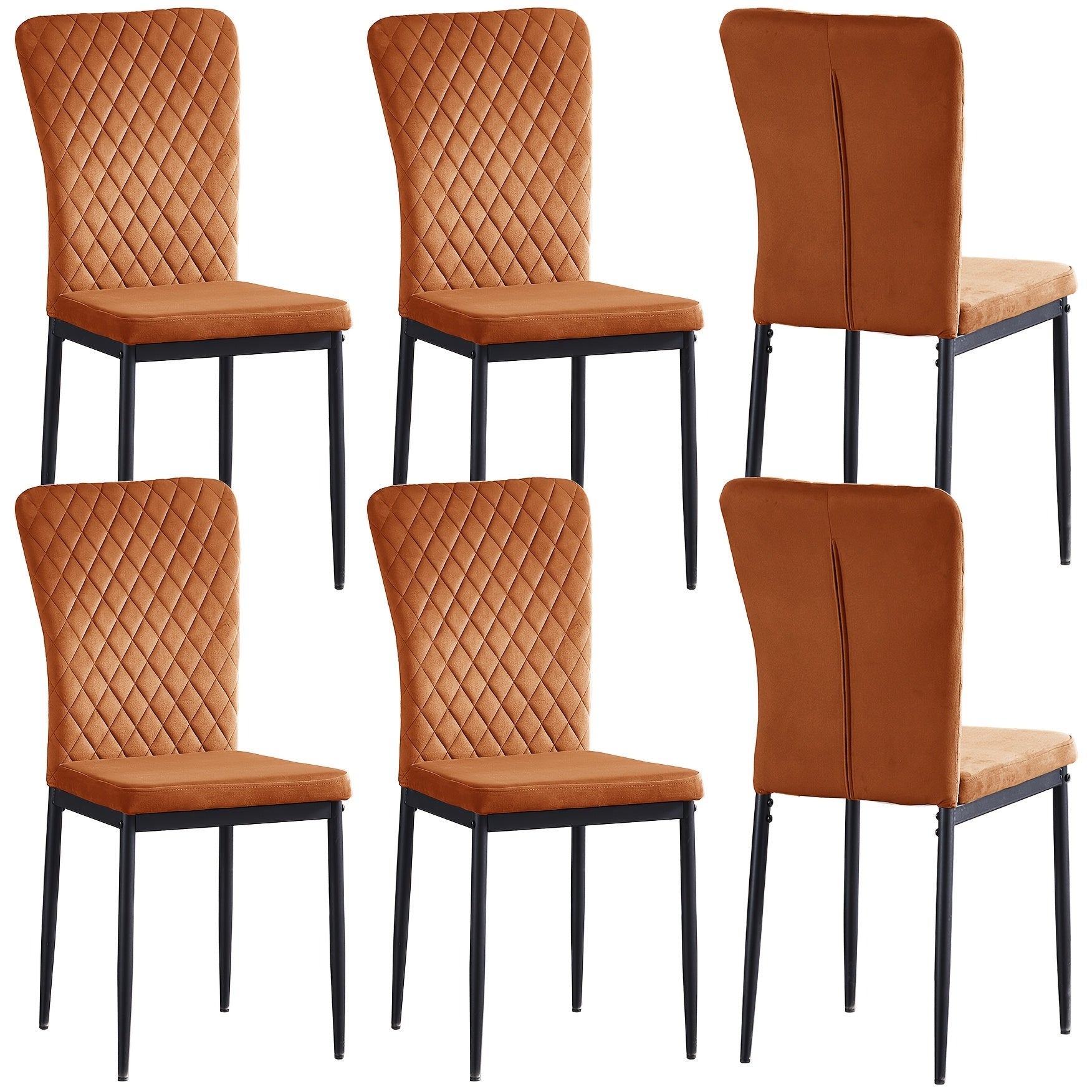 Black Velvet Dining Chairs Set Of 4 Kitchen & Dining Room Chairs High Back Kitchen Living Room Chairs Metal Frame Modern Lattice Design Set Of 6 Brown Living Room Chairs Dining Chairs with Suede, High Back, Metal Frame And Mo