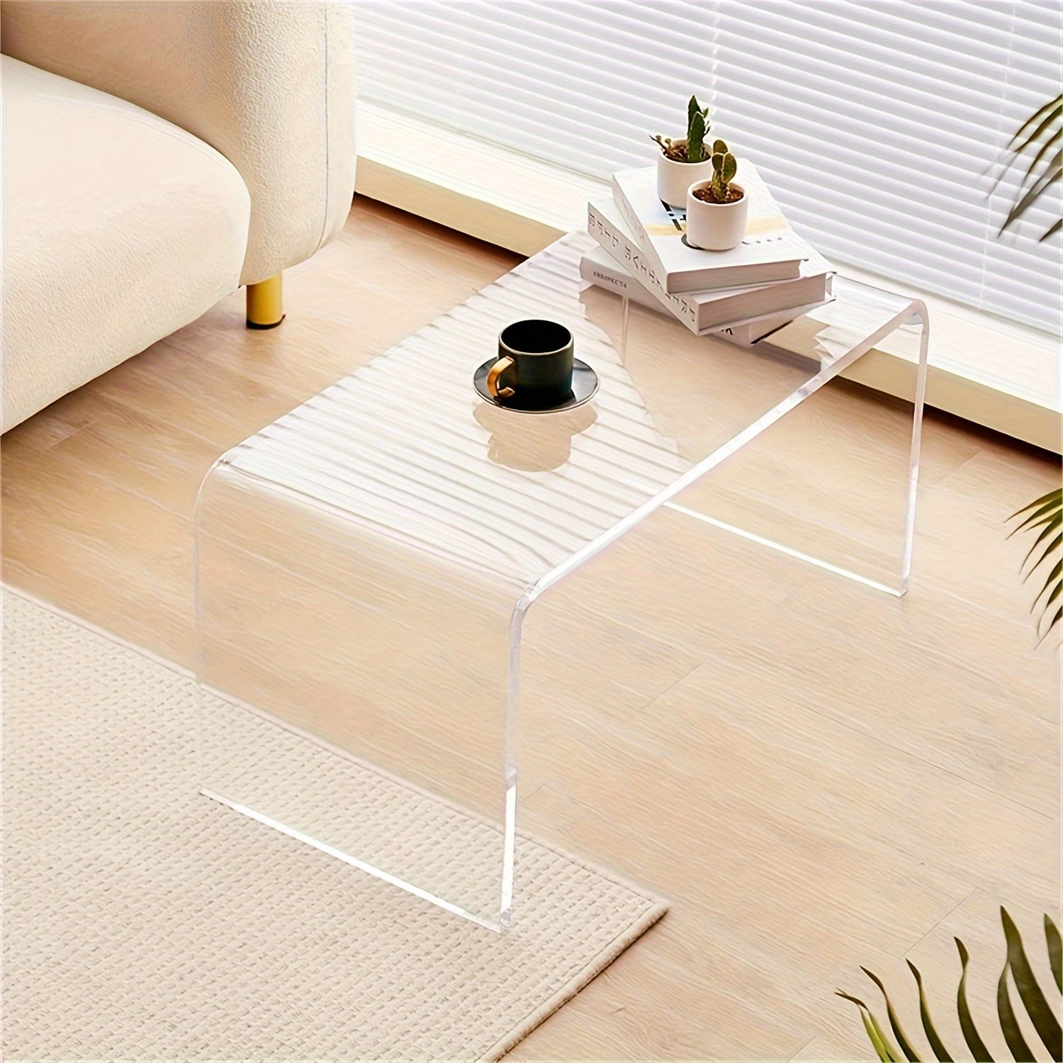 Acrylic Side Table Light Luxury Sofa Small Coffee Table Italian Minimalist Side Table Scandinavian Style Transparent Glass Living Room Side Table