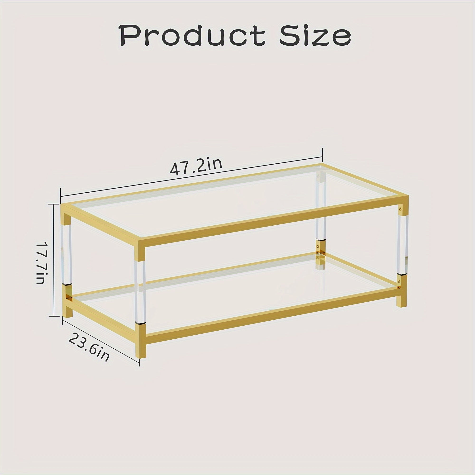 Modern Minimalist Style Coffee Table With High-quality Glass Tabletops, Gold Metal Frame And Transparent Acrylic Legs, Suitable For Living Room, Study, Office, Meeting Various Scene Needs.