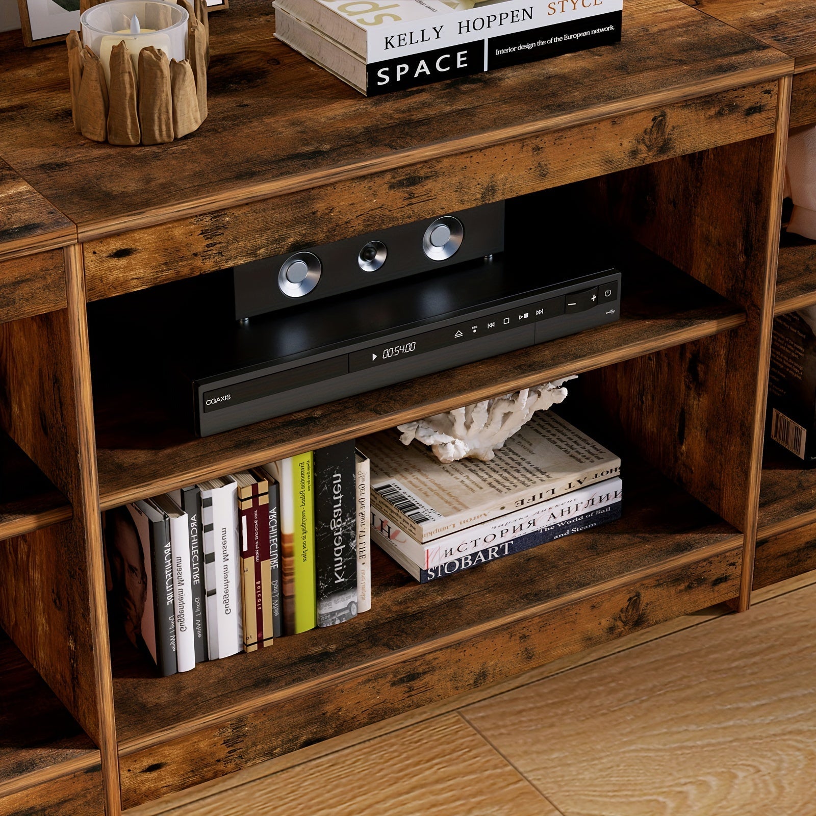 78.7" TV Stand With Outlet, Open Shelves