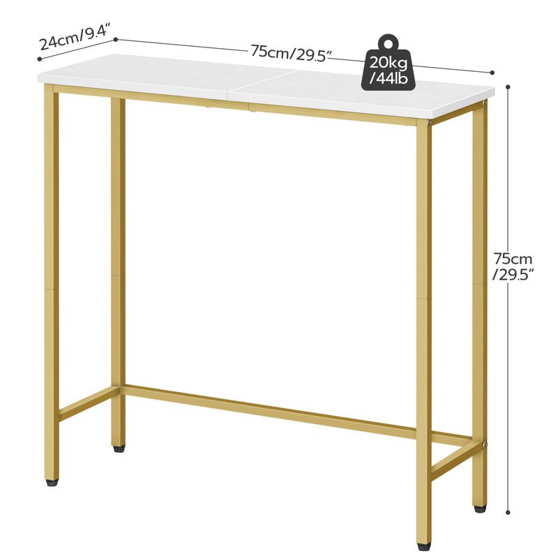 Narrow Console Table, 29.5" Small Entryway Table, Thin Sofa Table, Side Table, Display Table, for Hallway, Bedroom, Living Room, Foyer, Greige and Black, Black, White and Golden