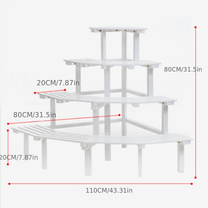 Multi-Tier Wooden Flower Stand for Balcony, Indoor and Outdoor Use - Floor-to-Ceiling Plant Rack with Storage Shelves, Irregular Shape