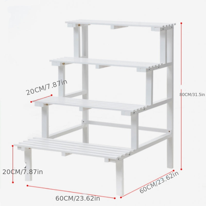 Multi-Tier Wooden Flower Stand for Balcony, Indoor and Outdoor Use - Floor-to-Ceiling Plant Rack with Storage Shelves, Irregular Shape