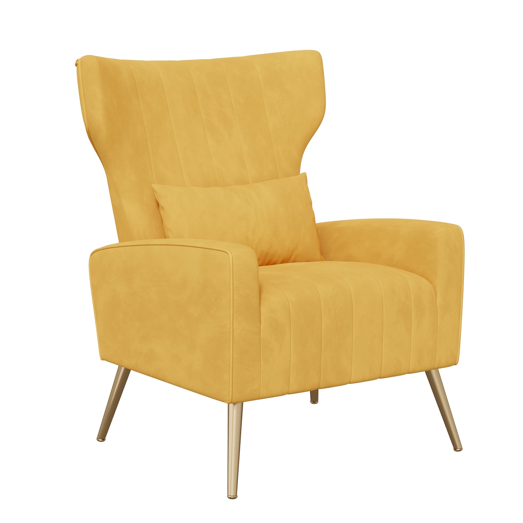 Mid Century Modern Velvet Armchair - Comfy Upholstered Reading Chair with Metal Legs and Spring Support, Accent Chair for Living Room, Available in Gray/Yellow/Black