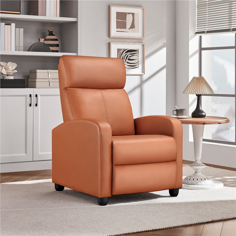 Recliner Chair PU Leather Recliner Sofa Adjustable Modern Single Reclining Chair Upholstered Sofa with Pocket Springs For Living Room Bedroom Home Theater