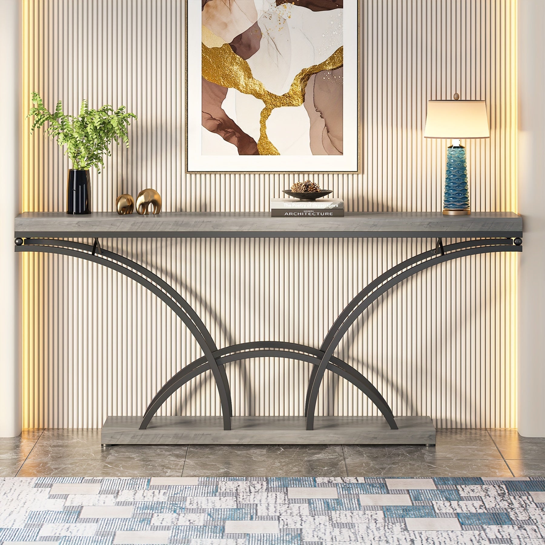 Console Sofa Table with Half-Moon Legs, Modern Accent Tables for Entryway, Living Room