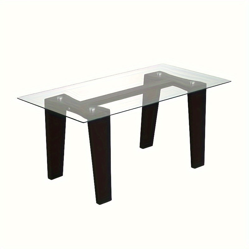 Modern Metal and Acrylic Coffee Table, 99cm Rectangular Glass Top Center Table, with Solid Rubber Legs, for Living Room Furniture Set