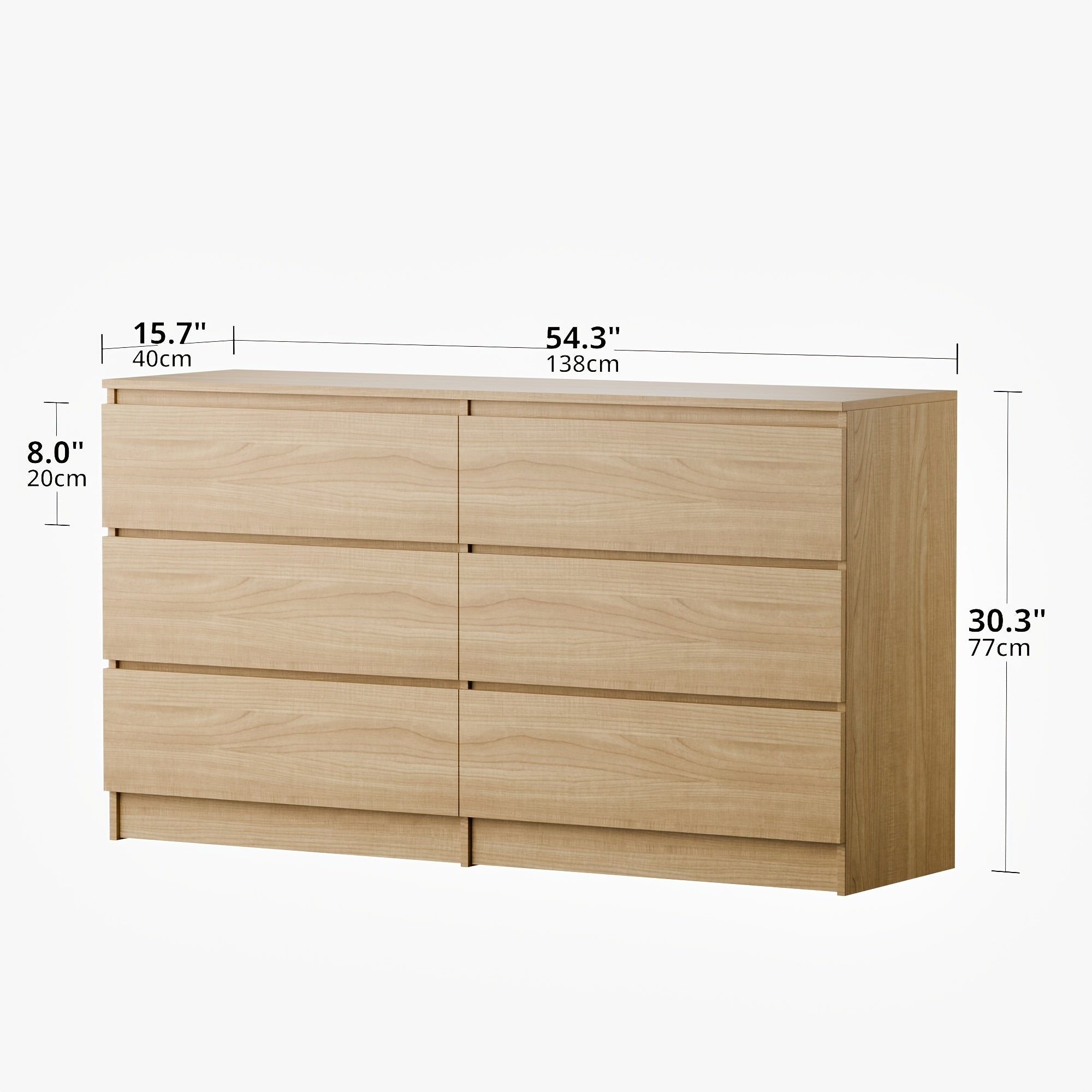 Spacious 6-Drawer Dressing Table - Large Capacity Multifunctional Storage Cabinet for Bedroom & Living Room