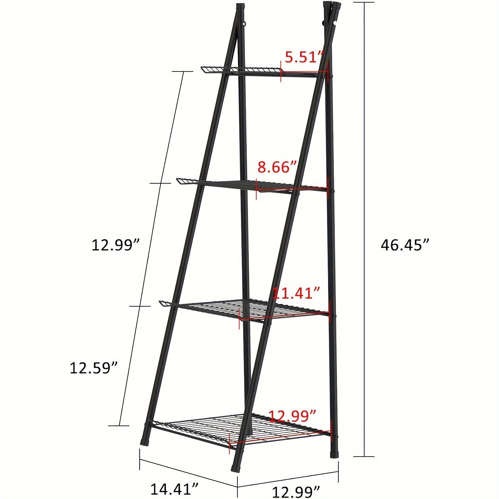 Ladder Shelf Plant Stand, 4-Tier Metal Plant Stand Plant Shelf, Flower Holder Display Stand, Ladder Plant Stand Shelf, Flower Stand Plant Rack, For Living Room, Balcony Garden